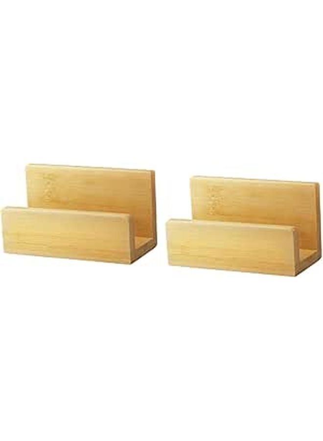 2 Piece Wooden Business Card Holder Set Desktop Organizer Office Supplies - Image 1