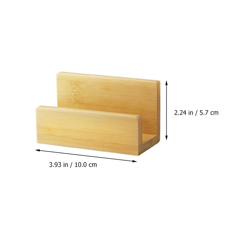 2 Piece Wooden Business Card Holder Set Desktop Organizer Office Supplies - Image 3