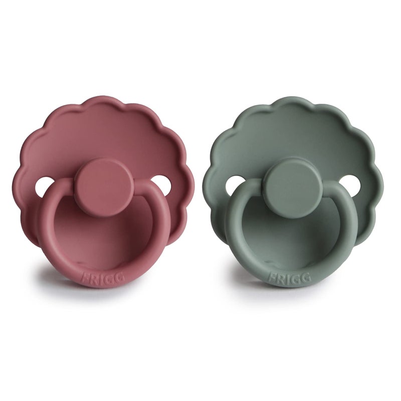 FRIGG Daisy Silicone Baby Pacifier 0-6 Months | Soothing Comfort Pacifiers with Click-Lock System | 2 Pack Soothers | BPA-Free New Born Baby Items â€” Cedar/Lily Pad - Image 2
