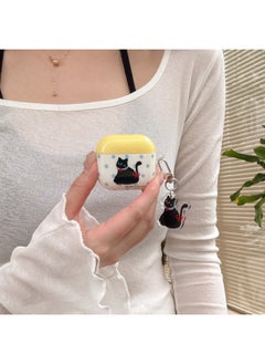 Personalized Blue Wave Point Black Cat For Apple AirPods1/2 Bluetooth Headset Pro Protective Cover 3/4 Soft Pendant-Color:Blue Polka Dot Black Cat + Pendant-Applicable Models:Airpods Pro