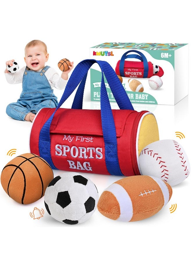 KMUYSL Baby Toys 0-12 Months, My First Sports Bag Plush Toy - 4 Sensory Balls Soft Toys With Crinkle, Rattles For 0-3-6-9-12 Month Newborn Infant, 1St Birthday For Babies Boys Girls Age 1+  - Image 1