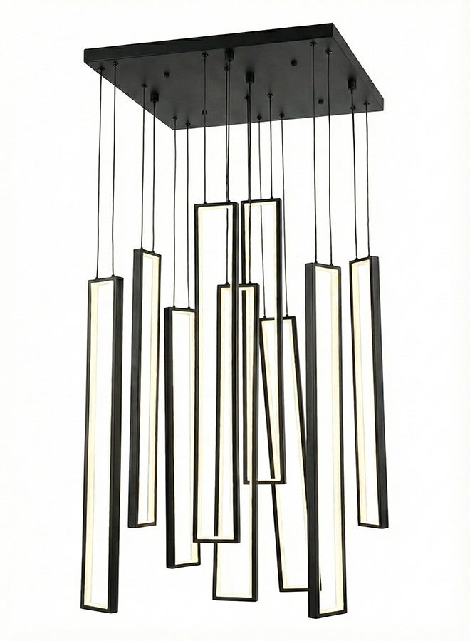 SPOLUX Modern Lighting, Chandelier, Light,  Modern chandelier, Black Color, D:60+100*10 cm, H:200 cm,Suitable for stairs, villas, lobby, living room, Adjustable height - Image 1