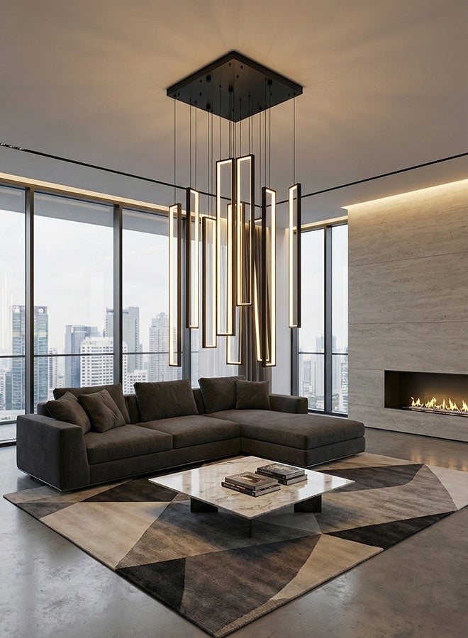 SPOLUX Modern Lighting, Chandelier, Light,  Modern chandelier, Black Color, D:60+100*10 cm, H:200 cm,Suitable for stairs, villas, lobby, living room, Adjustable height - Image 2