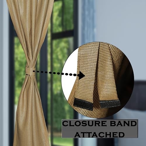 GREEN DECOR HDPE Fabric 85-90% Sun & UV Protection Rod Pocket and Tie Back Balcony & Outdoor Curtains Temperature Reducing for Window & Door (Beige Black Color_4.5X7 Feet) Pack of 2 Piece - Image 5