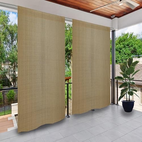 GREEN DECOR HDPE Fabric 85-90% Sun & UV Protection Rod Pocket and Tie Back Balcony & Outdoor Curtains Temperature Reducing for Window & Door (Beige Black Color_4.5X7 Feet) Pack of 2 Piece - Image 1