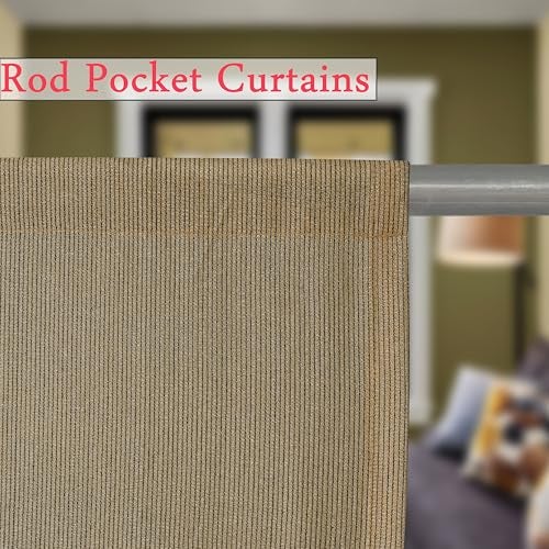 GREEN DECOR HDPE Fabric 85-90% Sun & UV Protection Rod Pocket and Tie Back Balcony & Outdoor Curtains Temperature Reducing for Window & Door (Beige Black Color_4.5X7 Feet) Pack of 2 Piece - Image 2