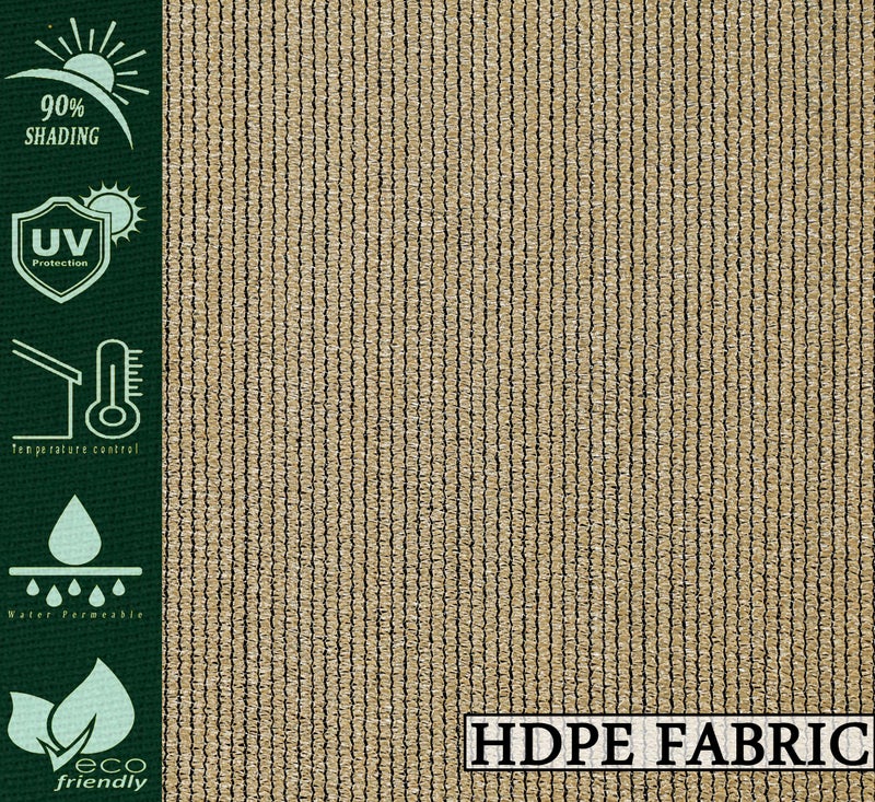 GREEN DECOR HDPE Fabric 85-90% Sun & UV Protection Rod Pocket and Tie Back Balcony & Outdoor Curtains Temperature Reducing for Window & Door (Beige Black Color_4.5X7 Feet) Pack of 2 Piece - Image 3