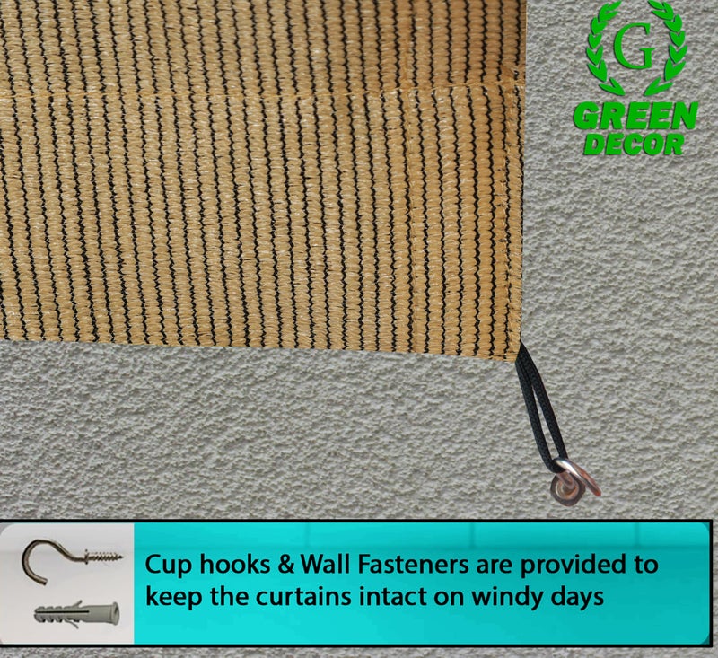 GREEN DECOR HDPE Fabric 85-90% Sun & UV Protection Rod Pocket and Tie Back Balcony & Outdoor Curtains Temperature Reducing for Window & Door (Beige Black Color_4.5X7 Feet) Pack of 2 Piece - Image 4