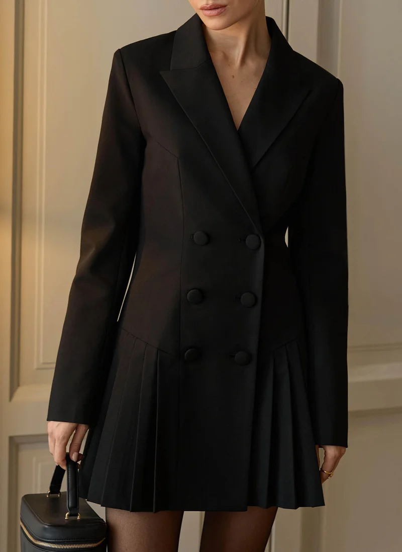 Mini blazer dress with pleated skirt