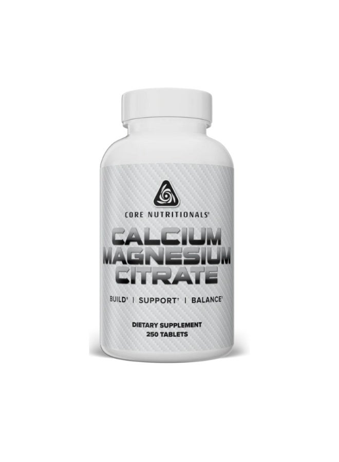 Calcium & Magnesium Citrate Supplement Dual-Mineral Formula for Bone Health, Muscle Function & Recovery Supports 300+ Enzyme Reactions - 250 Tablets