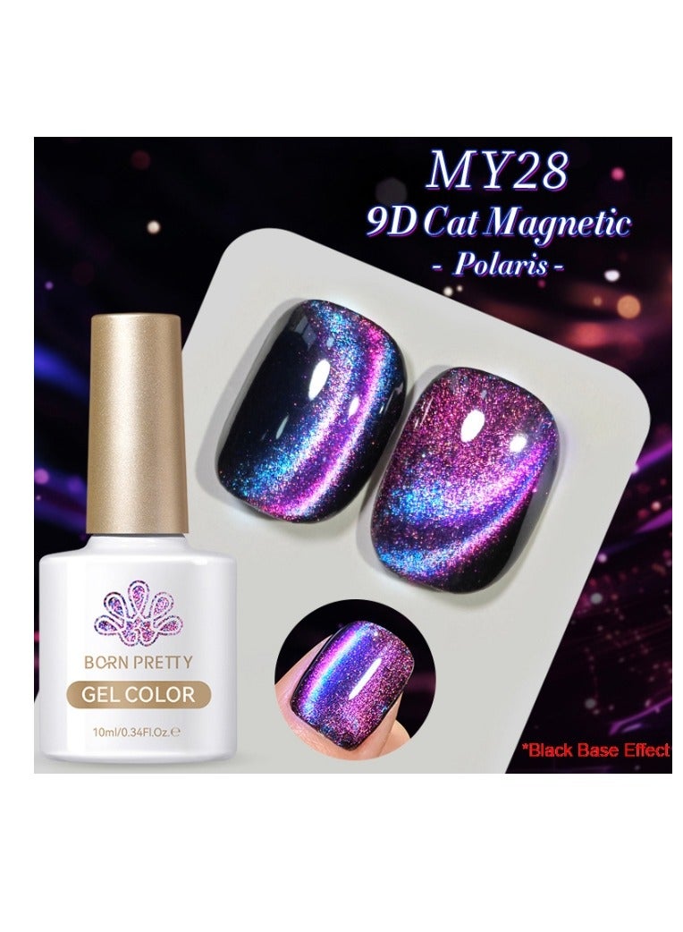 Born Pretty 9D Cat Eye Gel Nail Polish,Cat Magnetic  Gel Polish 10ml Polaris Black Base Effect ,Nail Art Soak-off Gel Polish, Sparkle Stunning Gel Polish - Image 1