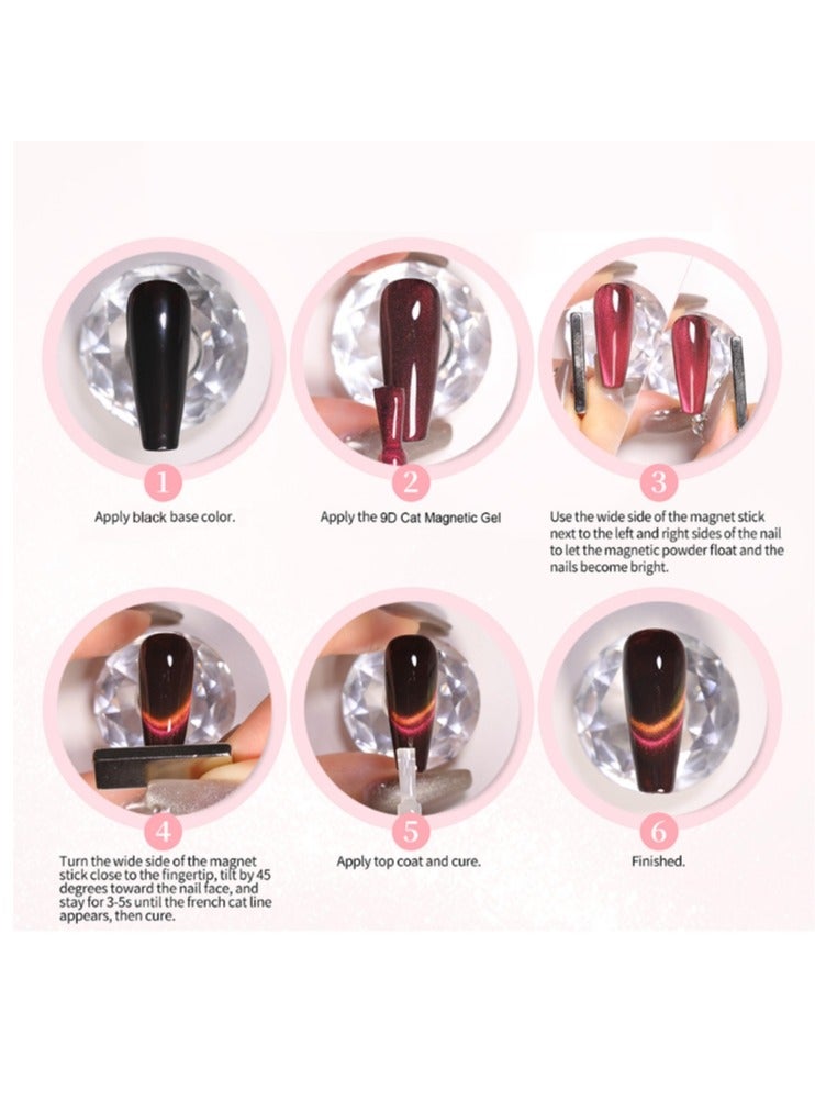 Born Pretty 9D Cat Eye Gel Nail Polish,Cat Magnetic  Gel Polish 10ml Polaris Black Base Effect ,Nail Art Soak-off Gel Polish, Sparkle Stunning Gel Polish - Image 3