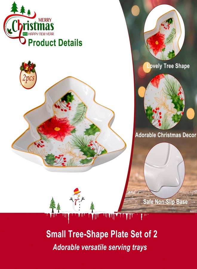 fMSDD Cute Small 6 Inch Tree Plates, Set of 2, New Bone China with Decal, Microwave and Dishwasher Safe - Image 4