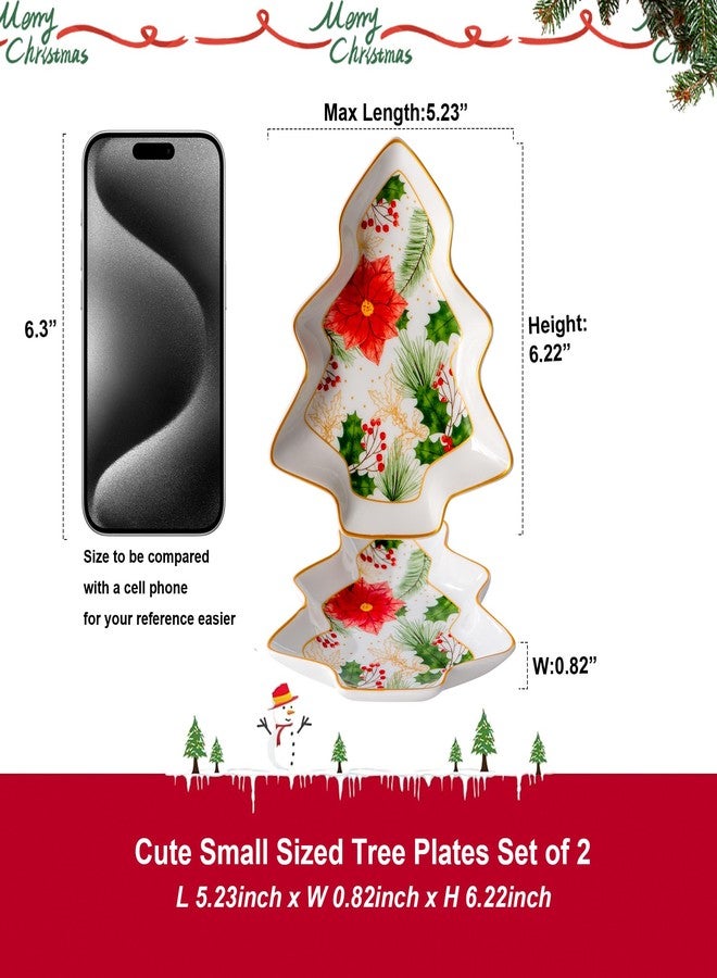 fMSDD Cute Small 6 Inch Tree Plates, Set of 2, New Bone China with Decal, Microwave and Dishwasher Safe - Image 3
