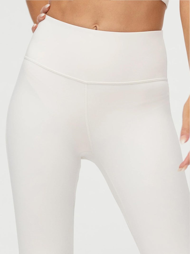 Conceited Wide Leg Yoga Pants Women - Flare Leggings - Tummy Control - High Waist - Workout - Gym - Off White - Large - Image 5