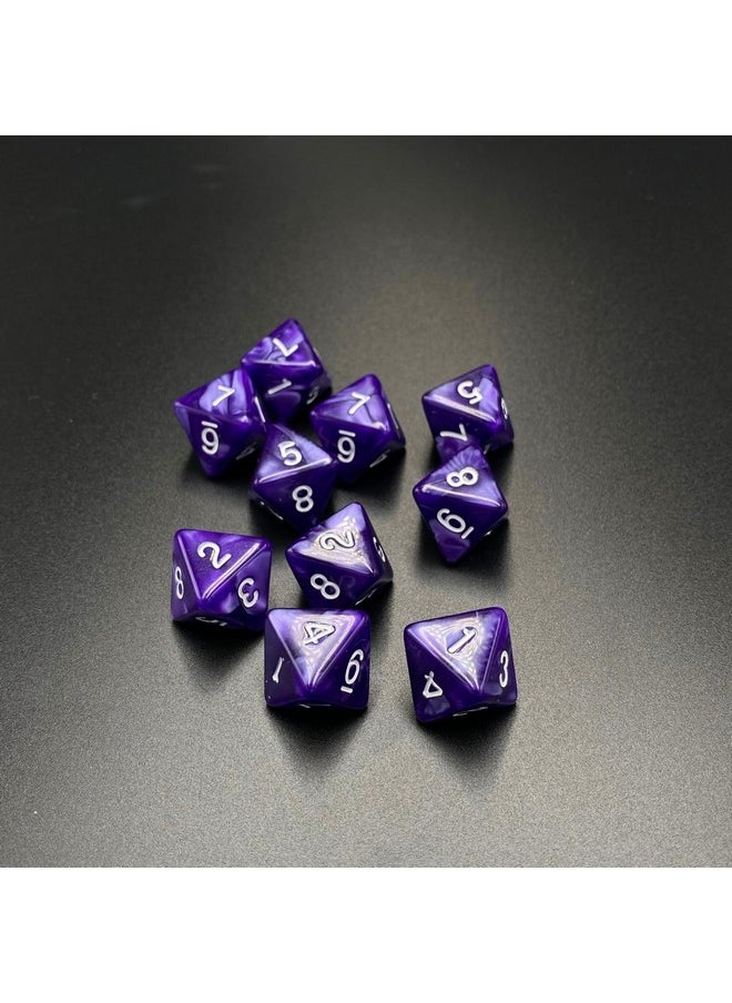 Marsrut 10 Pieces D8 Polyhedral Dice Set - 8 Sided Dice With Numbers | Ideal For Board Games, Classroom Activities, Party Table & Gaming Fun (Color: Purple, Size: 1.6Cm/0.63In)  - Image 2