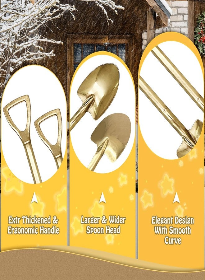 Cionyce 10Pcs Dessert Spoons 6 Inch Shovel Shape Dessert Spoon Stainless Steel, Ice Cream Fruit Spoon for Home, Kitchen Restaurant and Party(Gold) - Image 3