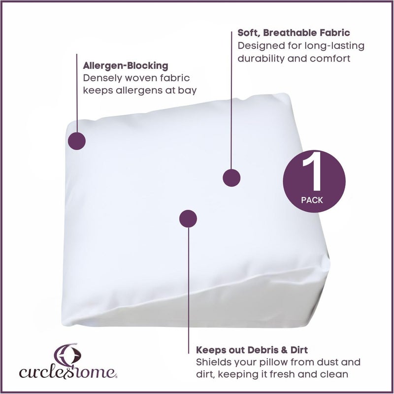 CIRCLESHOME غطاء وسادة مثلثية من CirclesHome 100% قطن، غطاء وسادة مثلثية بسحاب، ناعم، مضاد للحساسية وقابل للتنفس - 25x26x10 إنش - Image 3