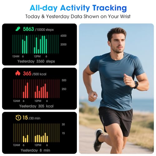 Kummel Pedometer Watch No APP/Phone Required, Waterproof Fitness Tracker Watch with Heart Rate Monitor, Large Screen with Pedometer, Sleep Tracking, Calories & Step Counter, Smart Watches for Women Men - Image 3
