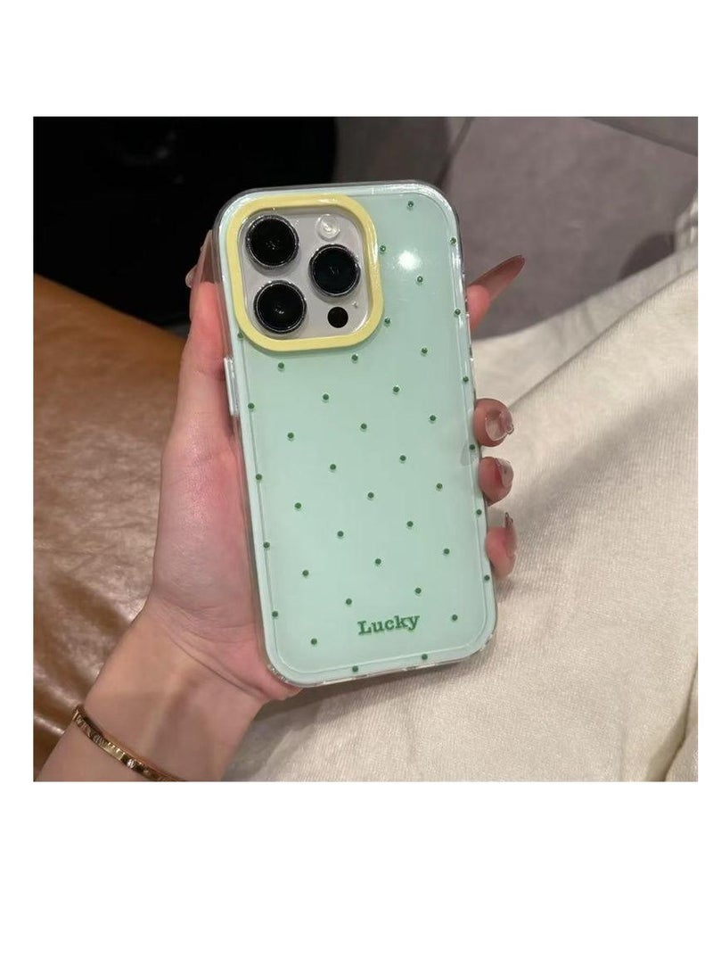 NIBEMINENT Korean Red Wave Point Protective TPU Case Cover For iPhone 15 Pro Max, Mint Green