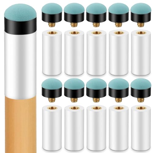 APLZGMG 10 Sets Pool Cue Tips Replacement Kit, 12mm & 13mm Screw On Pool Stick Tips with White Ferrules, No Glue or Clamp Needed for Snooker & Billiards (Blue) - Image 1