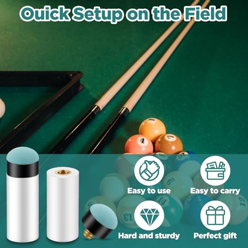 APLZGMG 10 Sets Pool Cue Tips Replacement Kit, 12mm & 13mm Screw On Pool Stick Tips with White Ferrules, No Glue or Clamp Needed for Snooker & Billiards (Blue) - Image 4