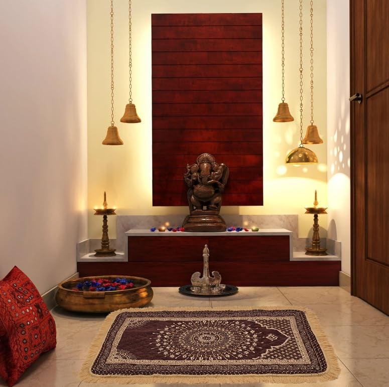 RRC Velvet Pooja Asan Mat 2.3X3.75(Feet) 72X115(CM) 28X45(Inches) Home Decore Asan for Your Living Room & Drawing Room,Hall Pack of 1 Velvet Carpet - Image 4