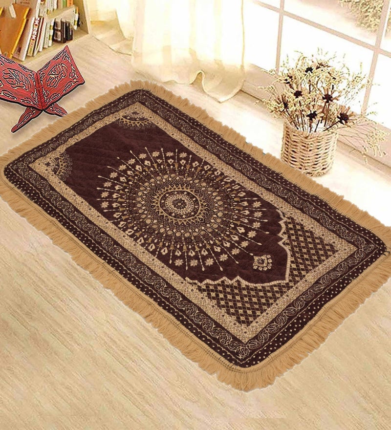 RRC Velvet Pooja Asan Mat 2.3X3.75(Feet) 72X115(CM) 28X45(Inches) Home Decore Asan for Your Living Room & Drawing Room,Hall Pack of 1 Velvet Carpet - Image 1