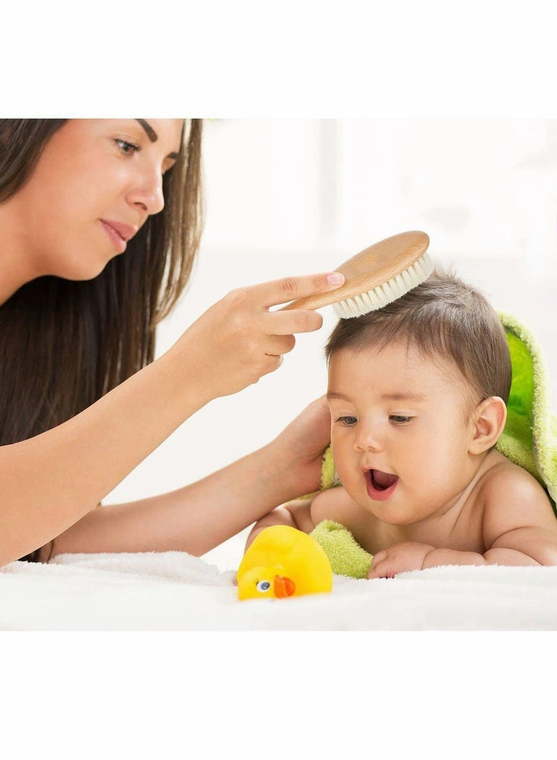 فرشاة شعر للأطفال الصغار، فرشاة شعر للأطفال حديثي الولادة، فرشاة شعر للأطفال حديثي الولادة بمقبض خشبي وشعيرات ماعز فائقة النعومة، فرشاة شعر للأطفال حديثي الولادة والأطفال الصغار - Image 4