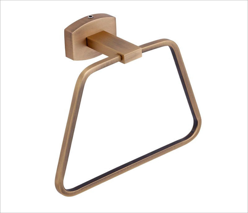 KANJAL Premium Solid Brass Towel Ring – Modern Brushed Gold Napkin Holder for Bathroom & Kitchen | Rust-Proof Wall Mounted Hand Towel Hanger - Image 2
