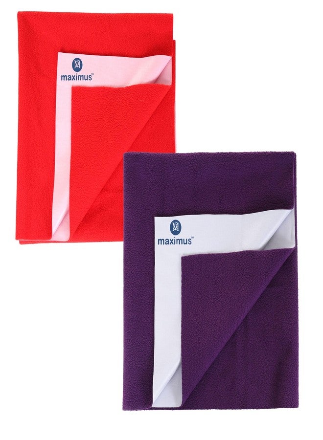 THE MAXIMUS Maximus Waterproof Quick Dry Sheet for Baby Pack of 2 | Bed Pad Extra Absorbent Washable Matress Protector | Baby Bed Protector Sheet for Toddler Children (100x70 cm) (RED and Purple, Medium) - Image 1