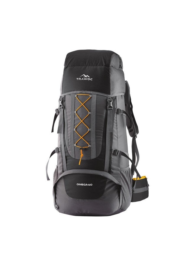TRAWOC OMEGA 60 Ltr Rucksack Bag for Men & Women Travel Bag Trekking Bag Hiking Backback, Black, 3 Year Warranty, HK002 - Image 1