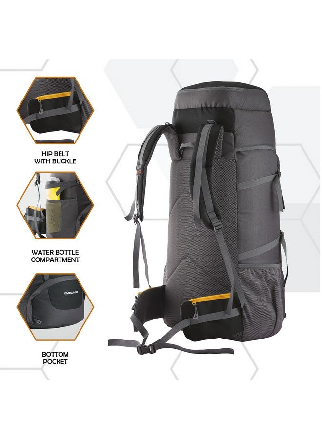 TRAWOC OMEGA 60 Ltr Rucksack Bag for Men & Women Travel Bag Trekking Bag Hiking Backback, Black, 3 Year Warranty, HK002 - Image 4