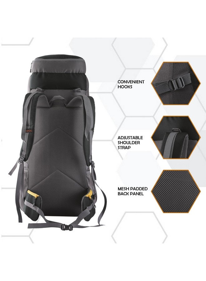 TRAWOC OMEGA 60 Ltr Rucksack Bag for Men & Women Travel Bag Trekking Bag Hiking Backback, Black, 3 Year Warranty, HK002 - Image 3