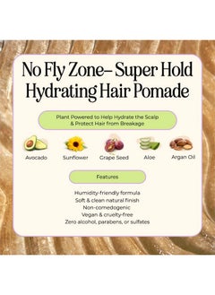 INH INH Hair Pomade for Flyaways | Water Based & Strong Hold Fly Away Hair Tamer | Sweat Proof No Fly Zone Pomade & Texturizer for Styling | Glossy Finish for a Sleek Look | 2oz  - Image 4
