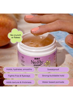 INH INH Hair Pomade for Flyaways | Water Based & Strong Hold Fly Away Hair Tamer | Sweat Proof No Fly Zone Pomade & Texturizer for Styling | Glossy Finish for a Sleek Look | 2oz  - Image 3