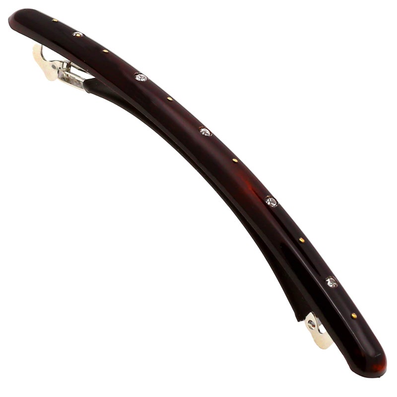 Camila Paris CP2849 French Hair Barrette Large Tortoise Shell Long Skinny Strong Hold Grip Hair Clips for Women Thin Rubberized Automatic Clasp No Slip Styling Girls Hair Accessories Made in France