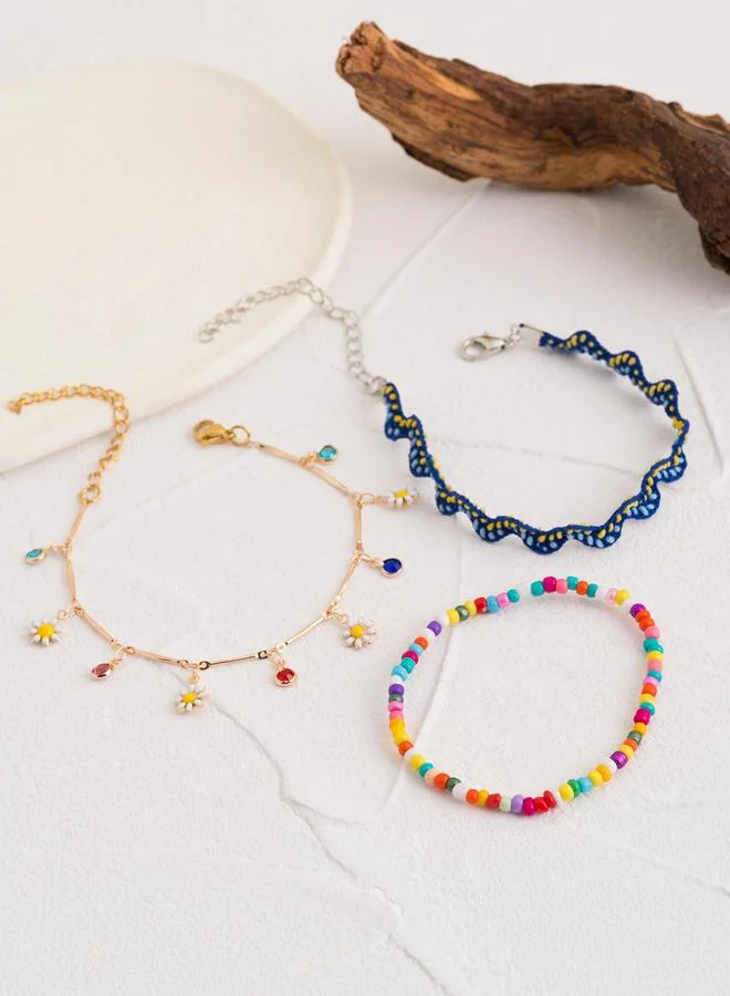 Take Two  Pack of 3 - Beaded and Charm Bracelets for Women | Best Price UAE