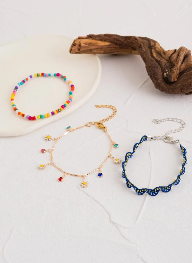 Take Two  Pack of 3 - Beaded and Charm Bracelets for Women | Best Price UAE