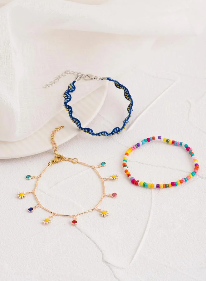 Take Two  Pack of 3 - Beaded and Charm Bracelets for Women | Best Price UAE