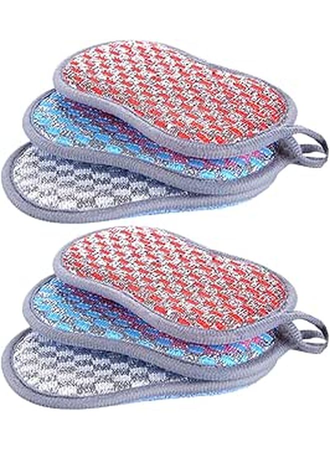 Double Sided Kitchen Sponges 6pcs Reusable Multipurpose Dish Scrubber Set - Image 1
