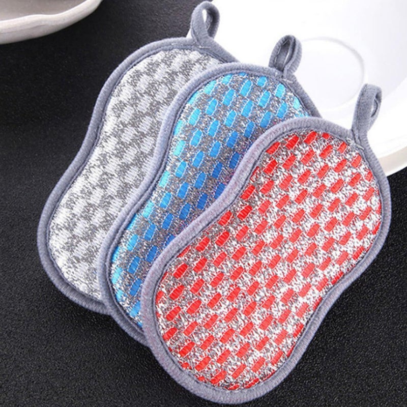 Double Sided Kitchen Sponges 6pcs Reusable Multipurpose Dish Scrubber Set - Image 5