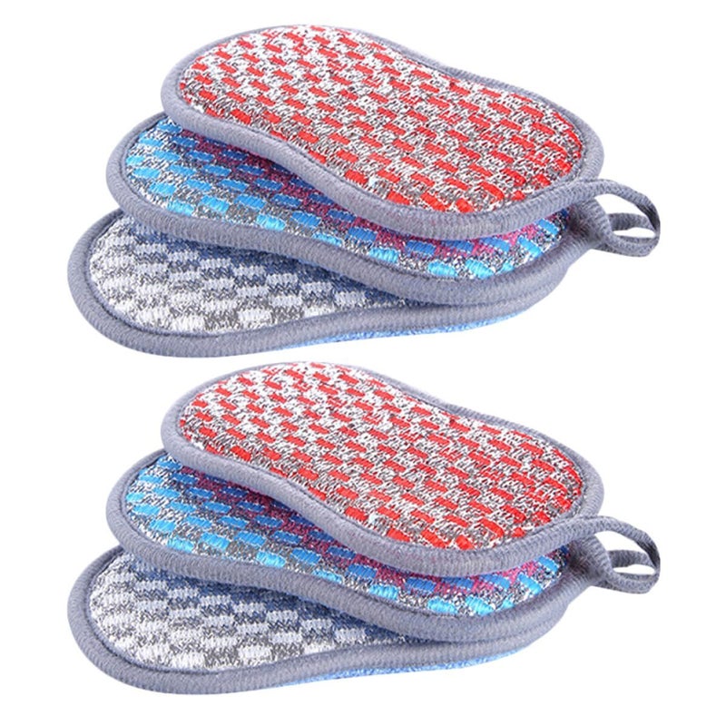 Double Sided Kitchen Sponges 6pcs Reusable Multipurpose Dish Scrubber Set - Image 2