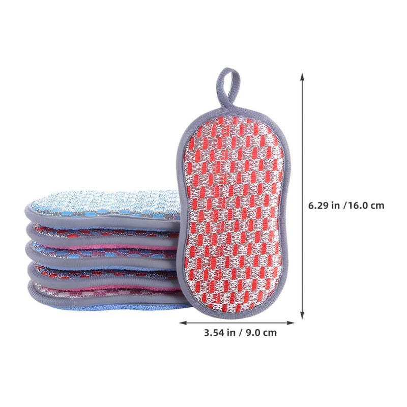 Double Sided Kitchen Sponges 6pcs Reusable Multipurpose Dish Scrubber Set - Image 3