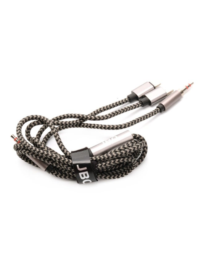 JBQ Tinned Copper Nylon Braided 3In1 Digital Audio Cable, 1.2M, Black - Image 2