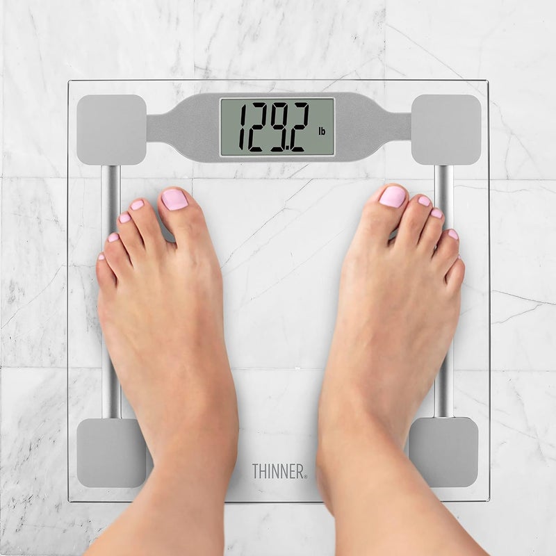 CONAIR Thinner by Conair Scale for Body Weight Digital Bathroom Scale in Clear Tempered Glass - Image 2