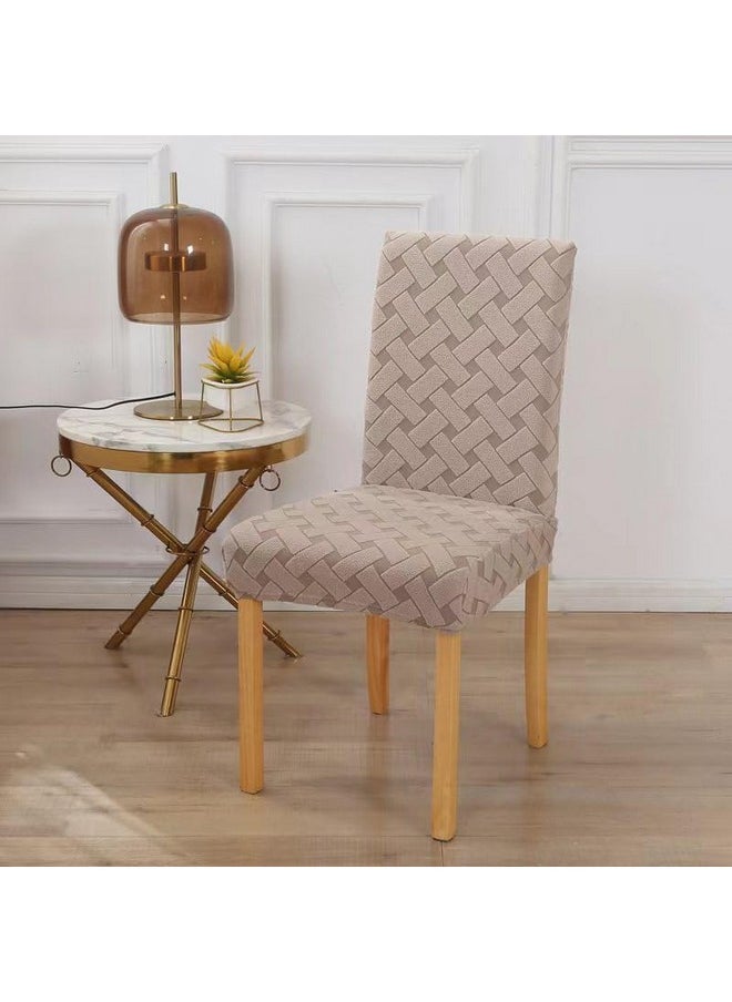 Styleys Styleys Elastic Chair Cover Stretch Removable Washable Short Jacquard Dining Chair Cover Protector Seat Slipcover (Pack of 8, Taupe, JCMC26)  - Image 2