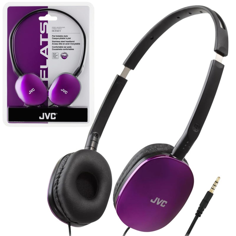 JVC Flats On-Ear Wired Headphones - Flat Foldable Design - 30mm Driver for Powerful Sound - Soft Ear-Pads for Comfort â€“ Steel Headband - Lightweight & Portable - PC/Laptop/Gaming - 3.5mm Slim Plug - Image 1