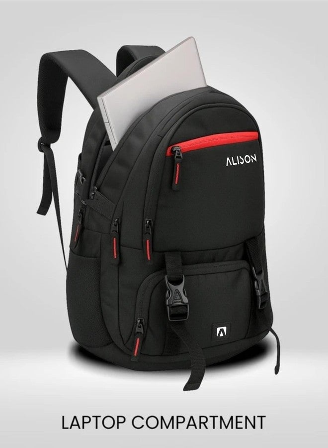 Alison Travel Laptop Backpack with Multiple Pockets and Compartments for 15.6 inch Laptop, Water Resistant, Spacious with Padded Shoulder Straps, Black | for 15.6 inch Laptop (BLACK) - Image 4