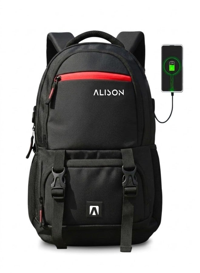 Alison Travel Laptop Backpack with Multiple Pockets and Compartments for 15.6 inch Laptop, Water Resistant, Spacious with Padded Shoulder Straps, Black | for 15.6 inch Laptop (BLACK) - Image 1